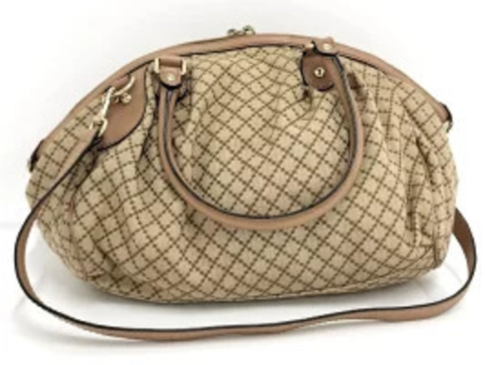 Gucci Beige Diamante Tote Cream Canvas Bag Tan Cream
